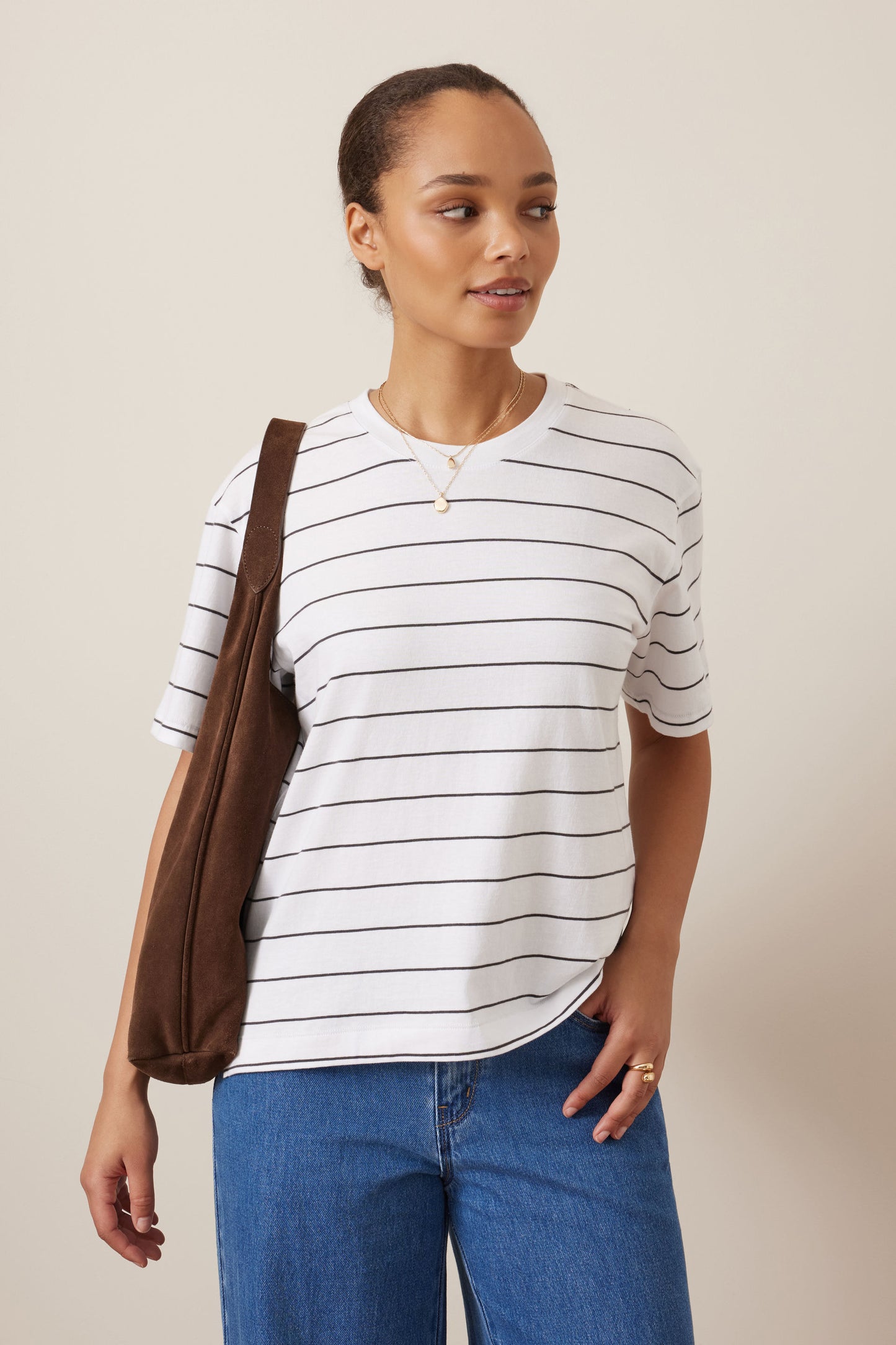 Stevie Slouchy Tee white/phantom stripe