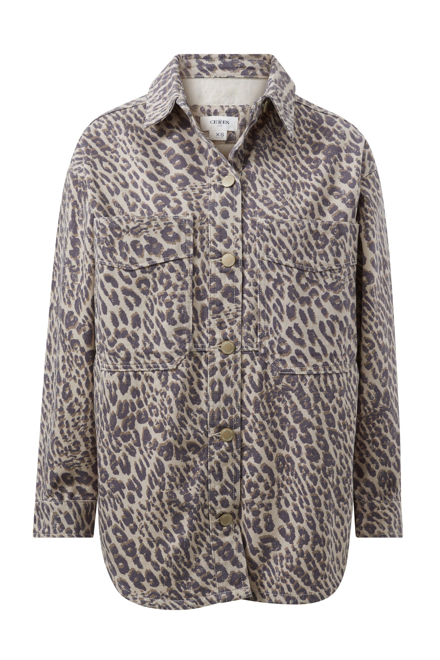 Bobbi Side Pocket Denim Shaket (leopard): Ceres Life