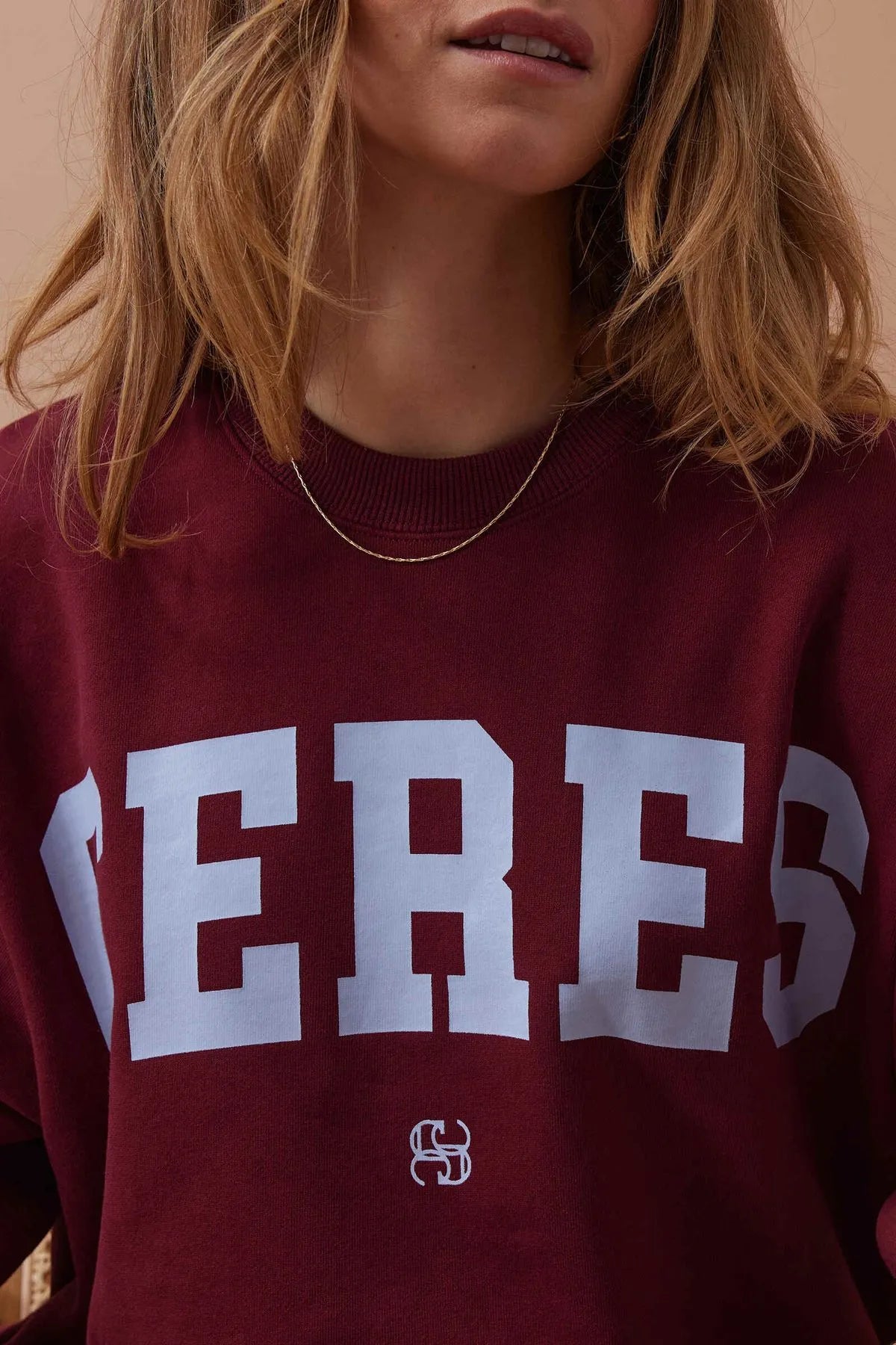 ISLA OVERSIZED SLOUCHY CREW/BURGUNDY BLUE HERITAGE LOGO - Ceres Life