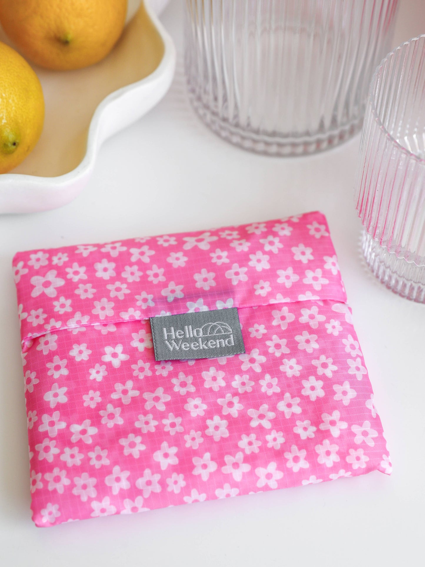 Pink Daisy Flowers - Foldable Shopper Bag