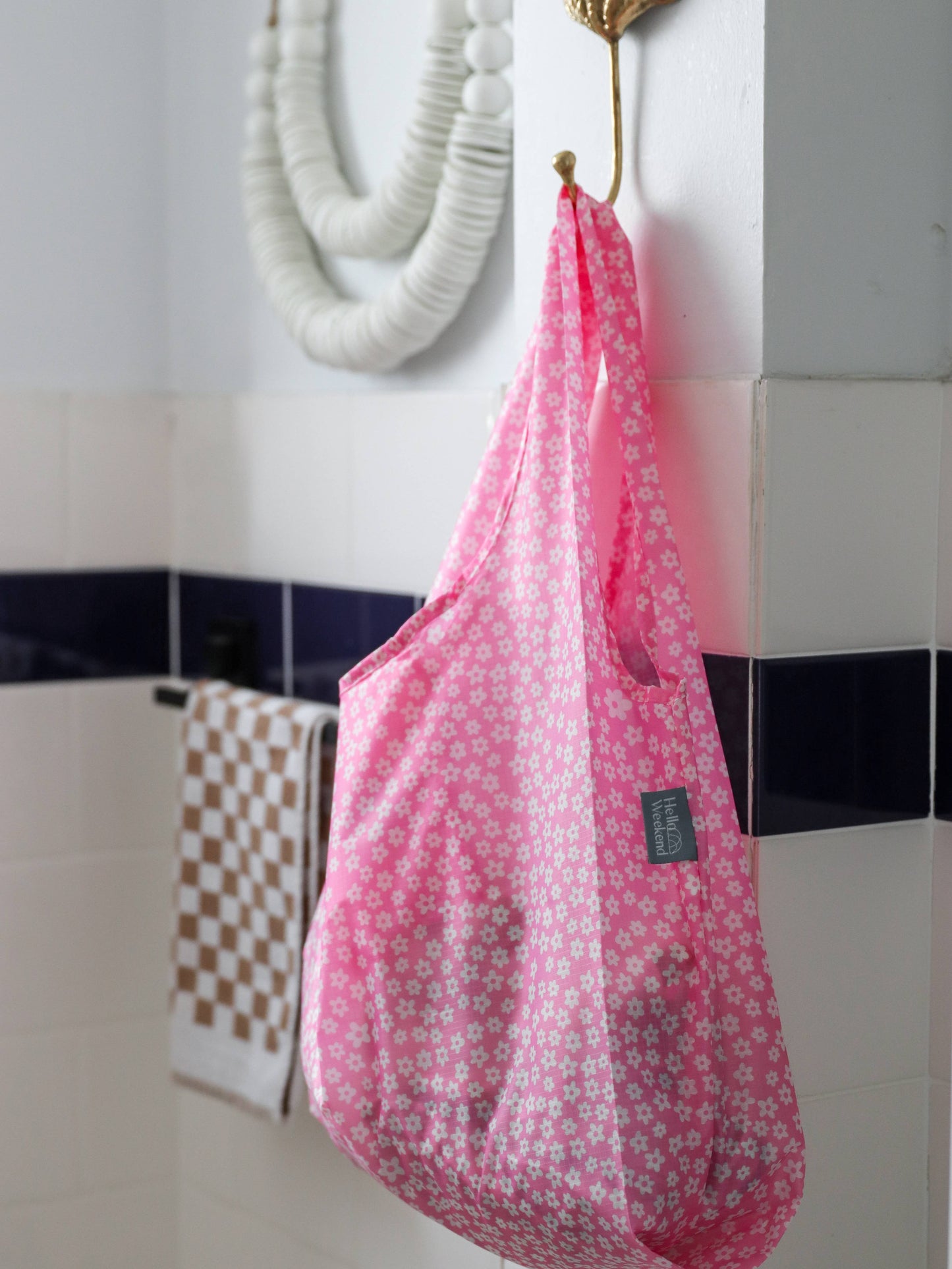 Pink Daisy Flowers - Foldable Shopper Bag