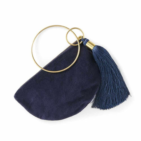Velvet Bangle Purse - Navy: Navy