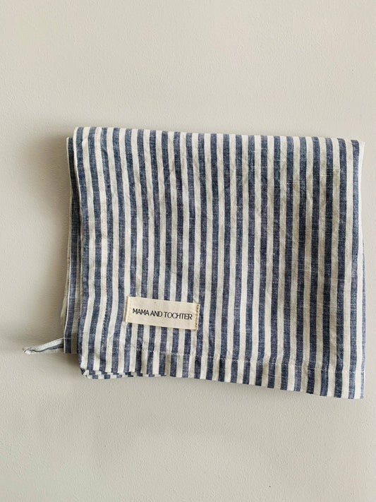Pure French Linen Tea Towel - Marine Stripe