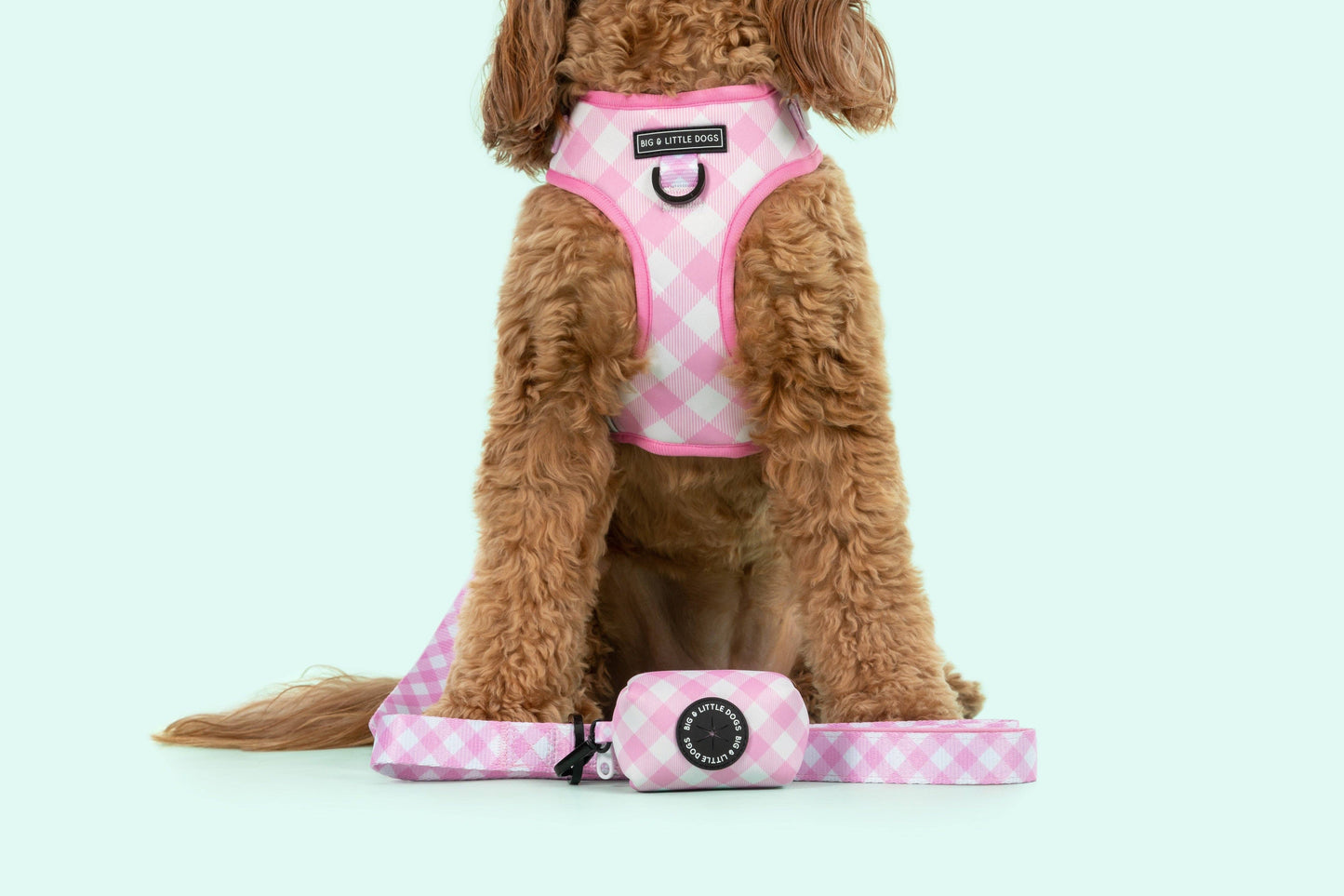 DOG POOP BAG HOLDER: Pink Milk Gingham