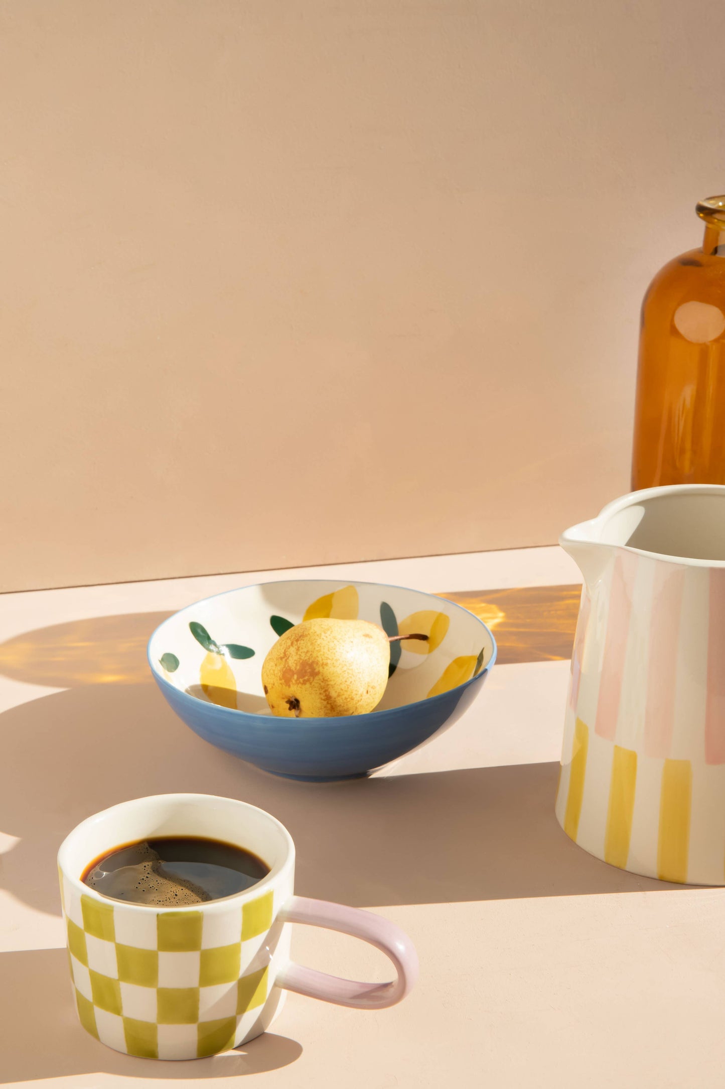 Green Check Ceramic Mug