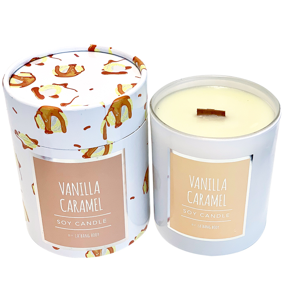 Wooden wick Candle - Vanilla Caramel