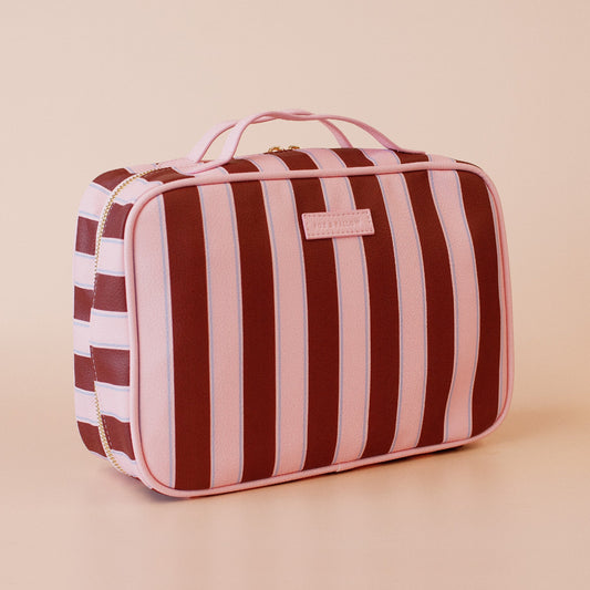 Burgundy Stripe Cosmetic Bag