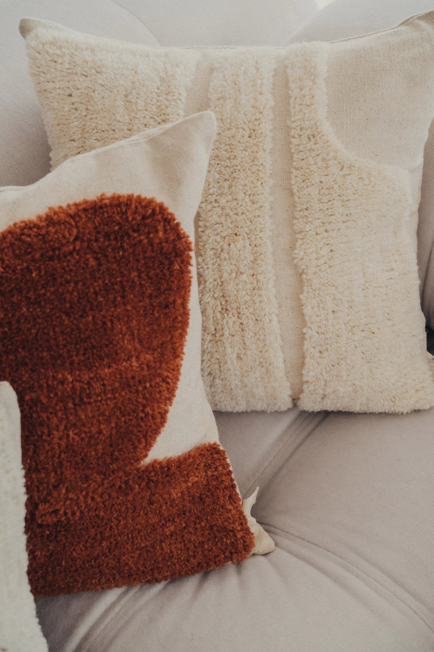 Saarde Abstract Square Cushion - Ivory