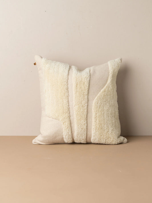 Saarde Abstract Square Cushion - Ivory