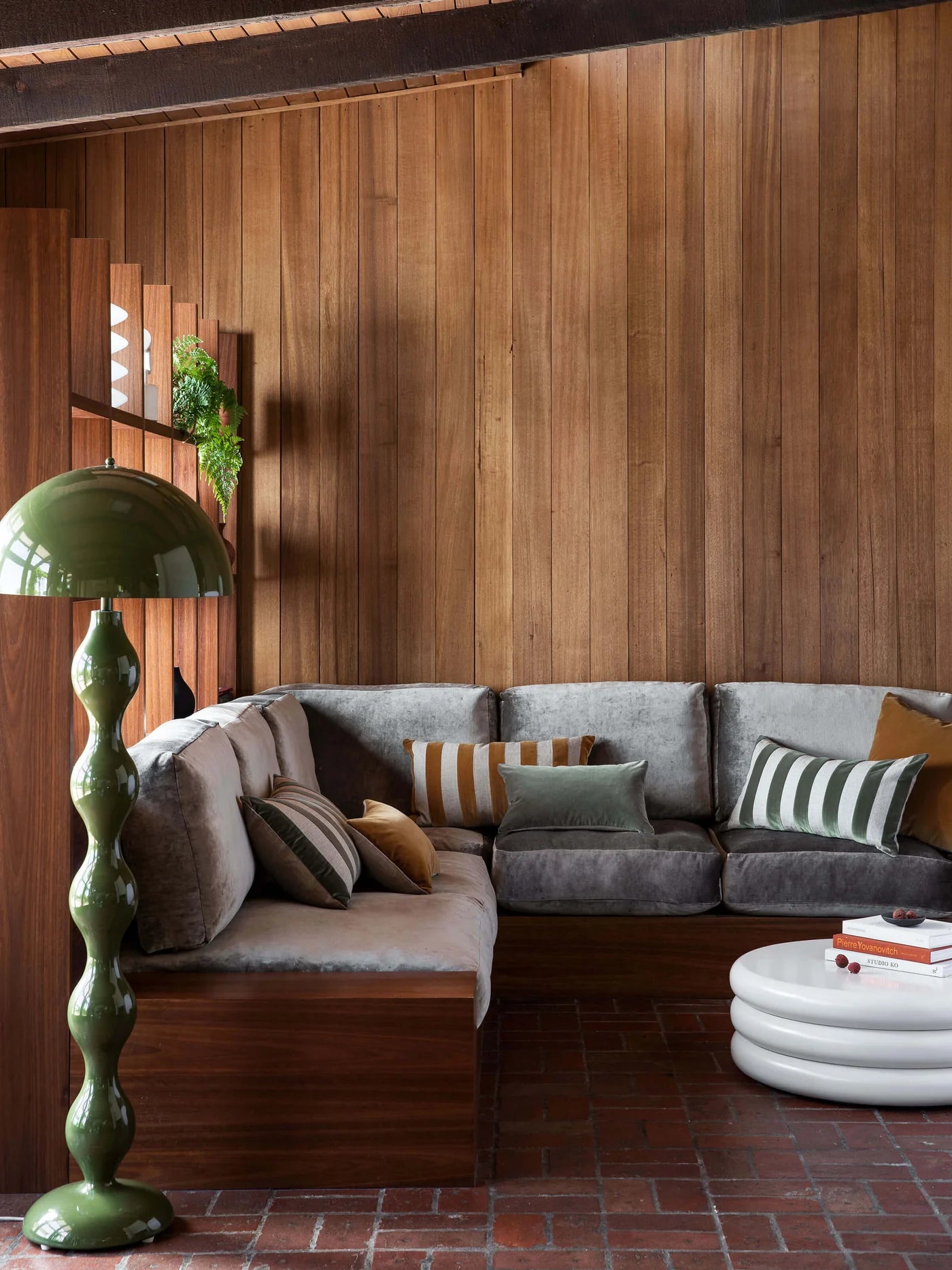 Etro Stripe Cushion 65x40cm (Black, Eucalypt and Almond)