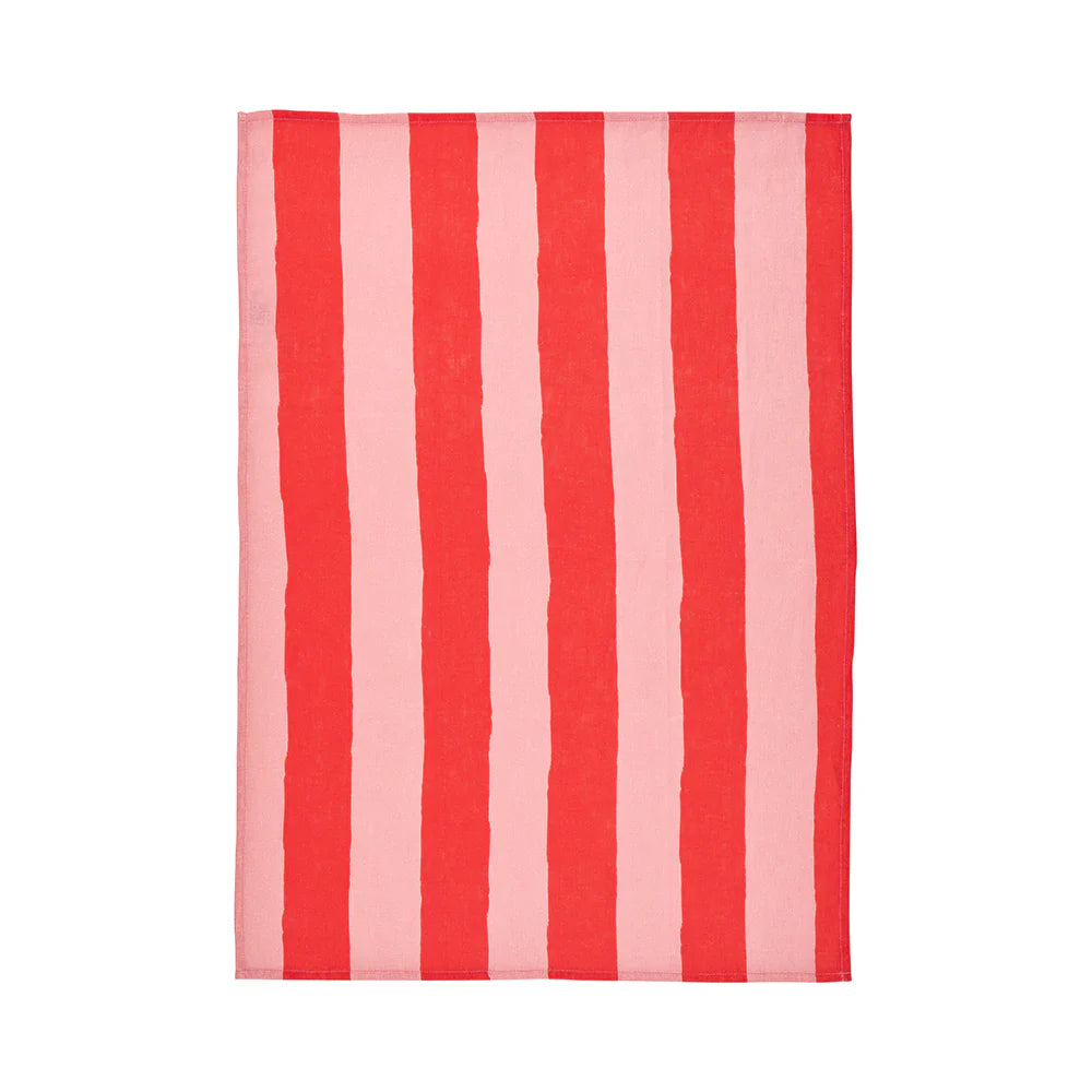 Tea Towel - Linen - Red Stripe