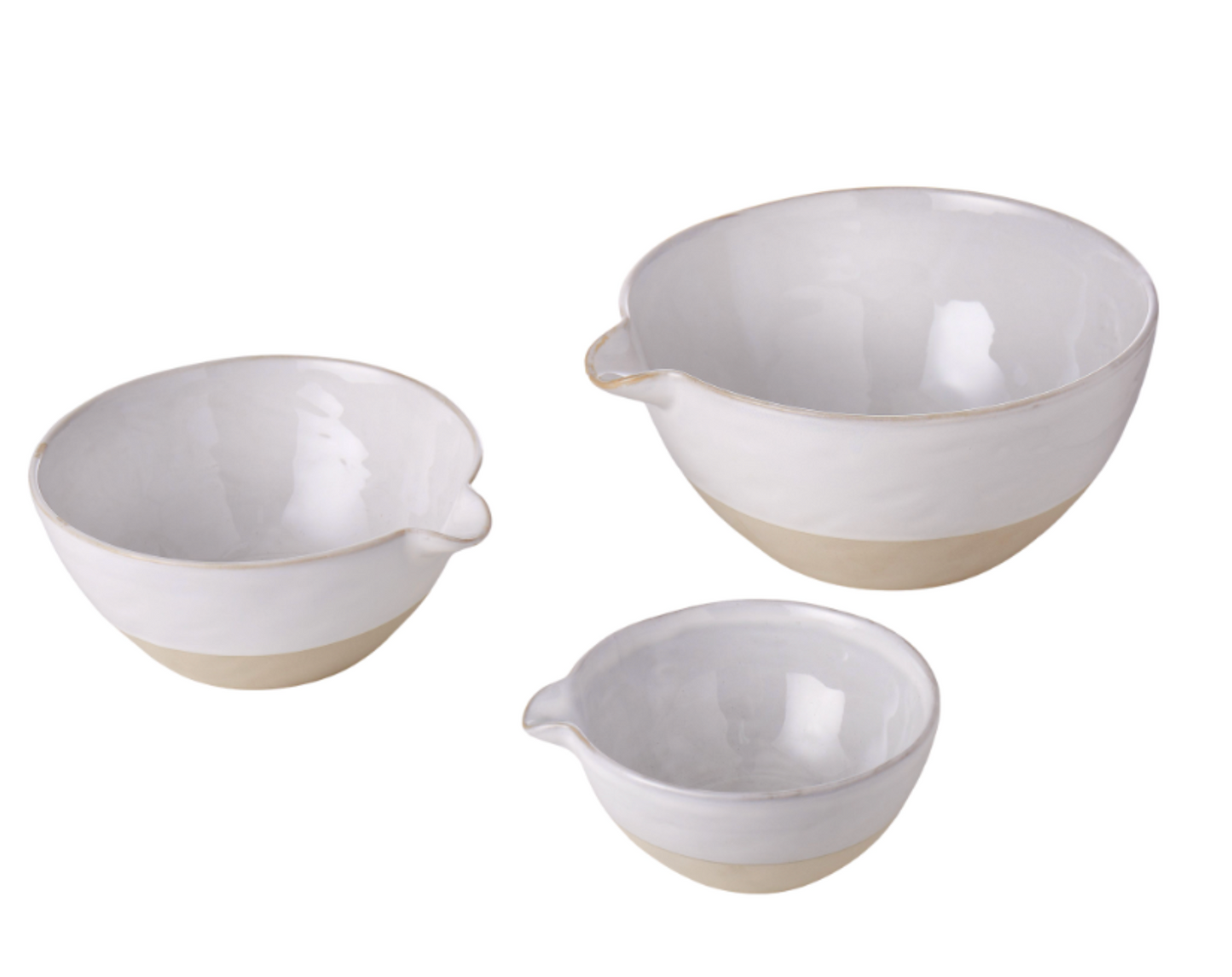 D&W Stoneware Mixing Bowls – Set of 3 – White
