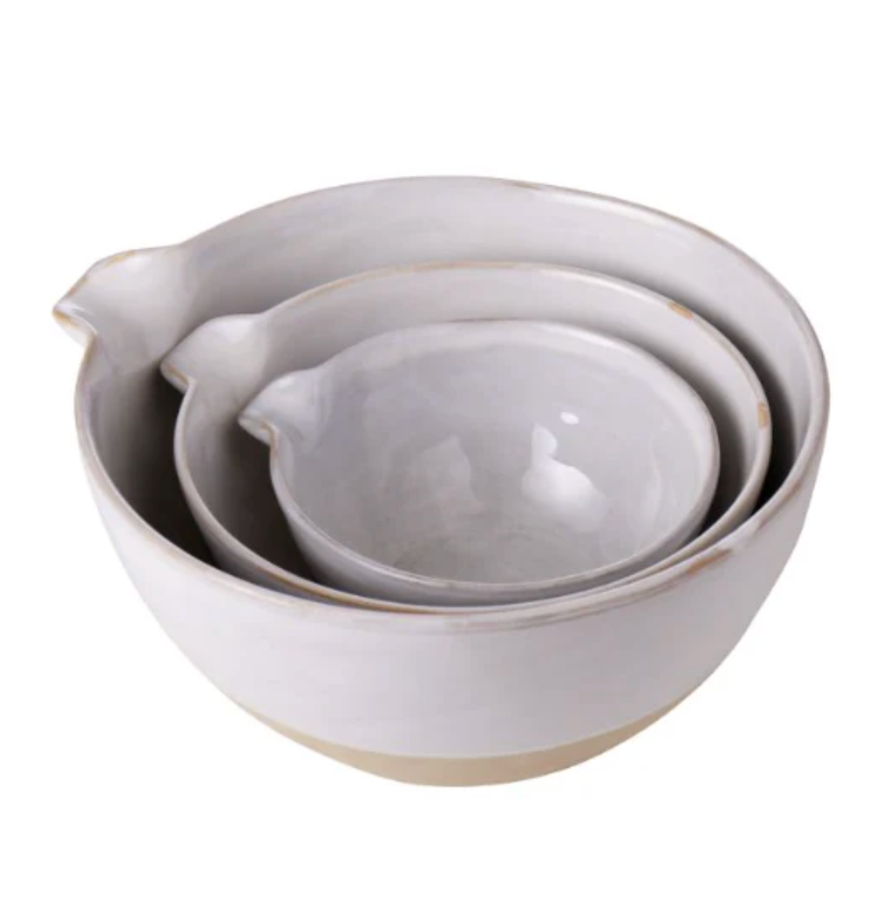 D&W Stoneware Mixing Bowls – Set of 3 – White