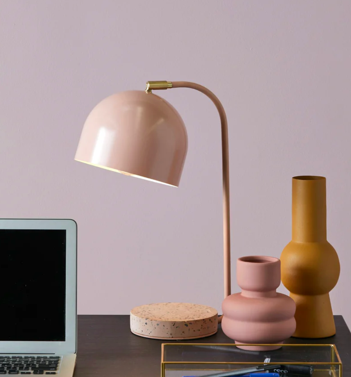Amalfi Bells Desk Lamp Pink & White 23x18x44cm