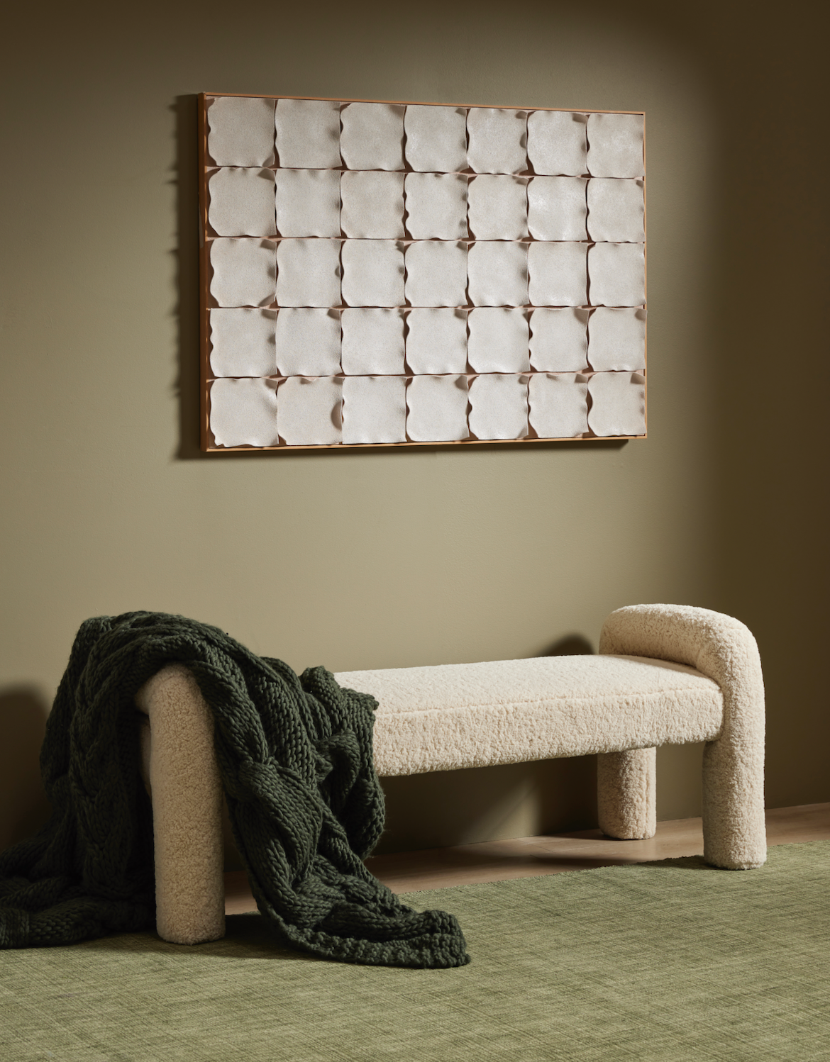 Grand Designs Hamish Hand Knitted Throw Dark Green 180x130cm