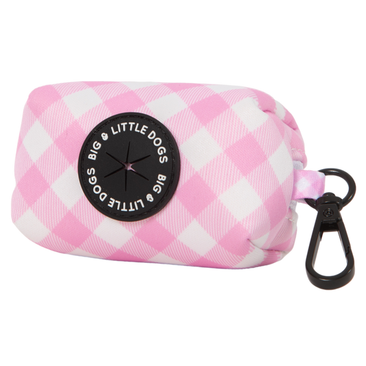 DOG POOP BAG HOLDER: Pink Milk Gingham