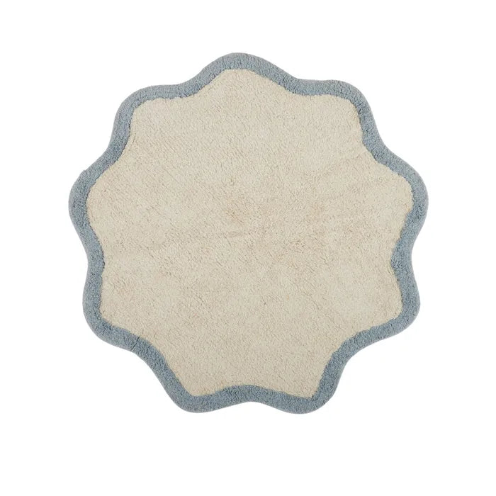 Wesley Cotton Bath Mat Wht/Blue
