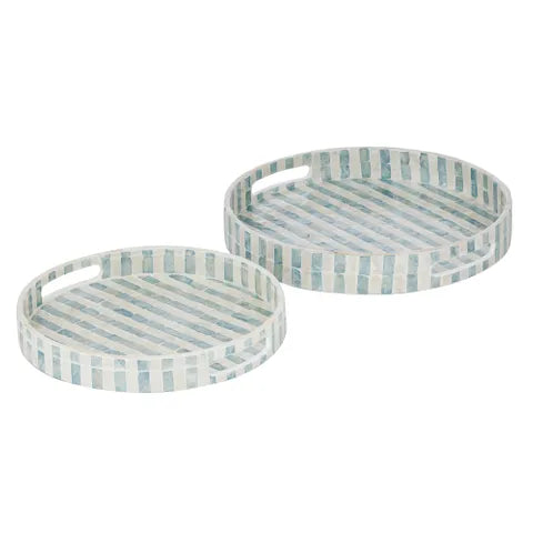 Bari S/2 Inlay Trays 35x5cm Blue/Wht