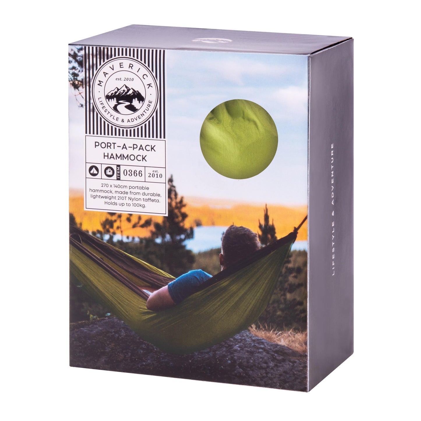Maverick Port-A-Hammock Multi-Coloured 270x140cm