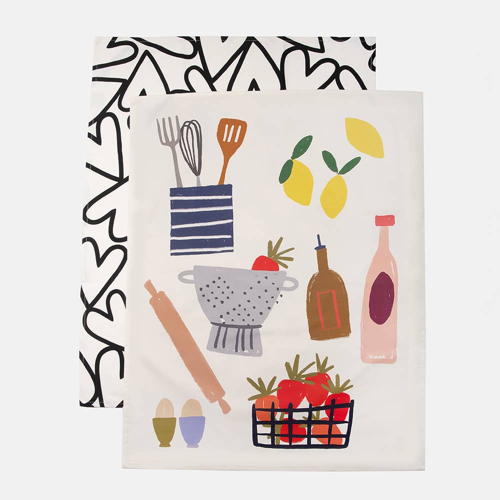 Hearts Set of 2 Tea Towels