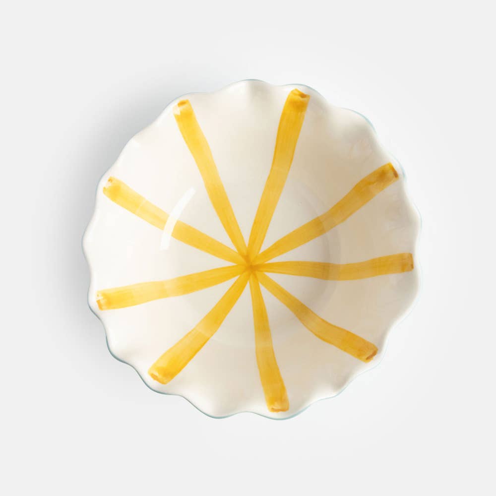 Mustard Inside Stripe Frilly Bowl