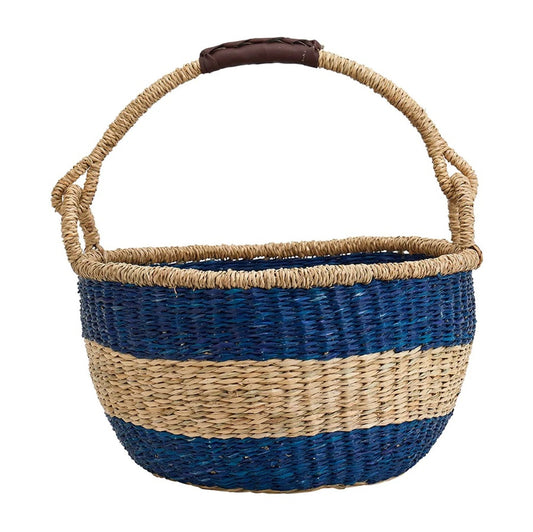 Seagrass Basket - Navy Stripe