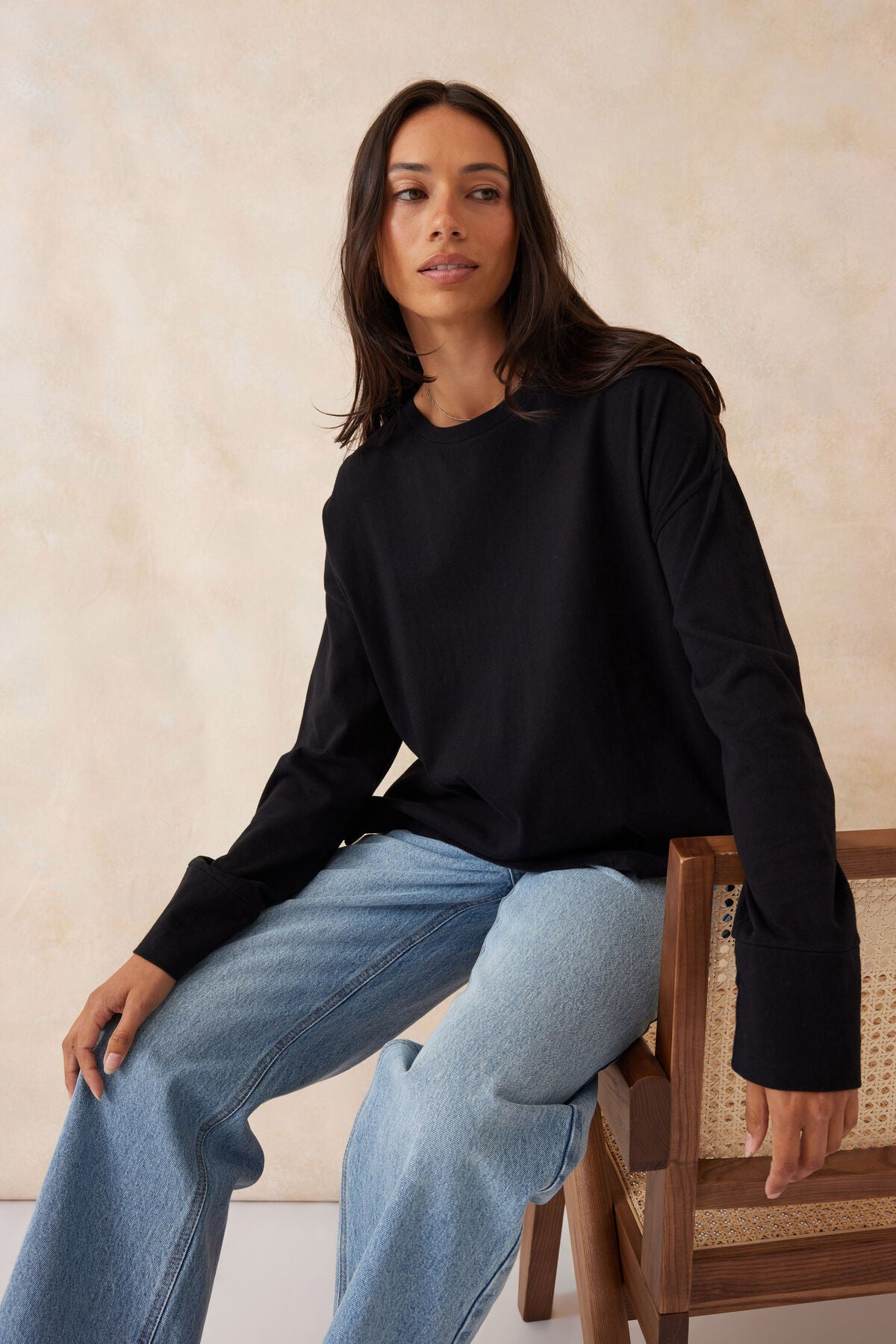 Scout Slouchy Long Sleeve Tee Black