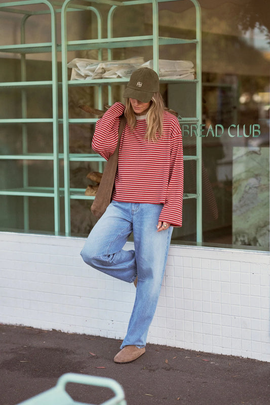 Beau LS Tee Mul/Red/Stone