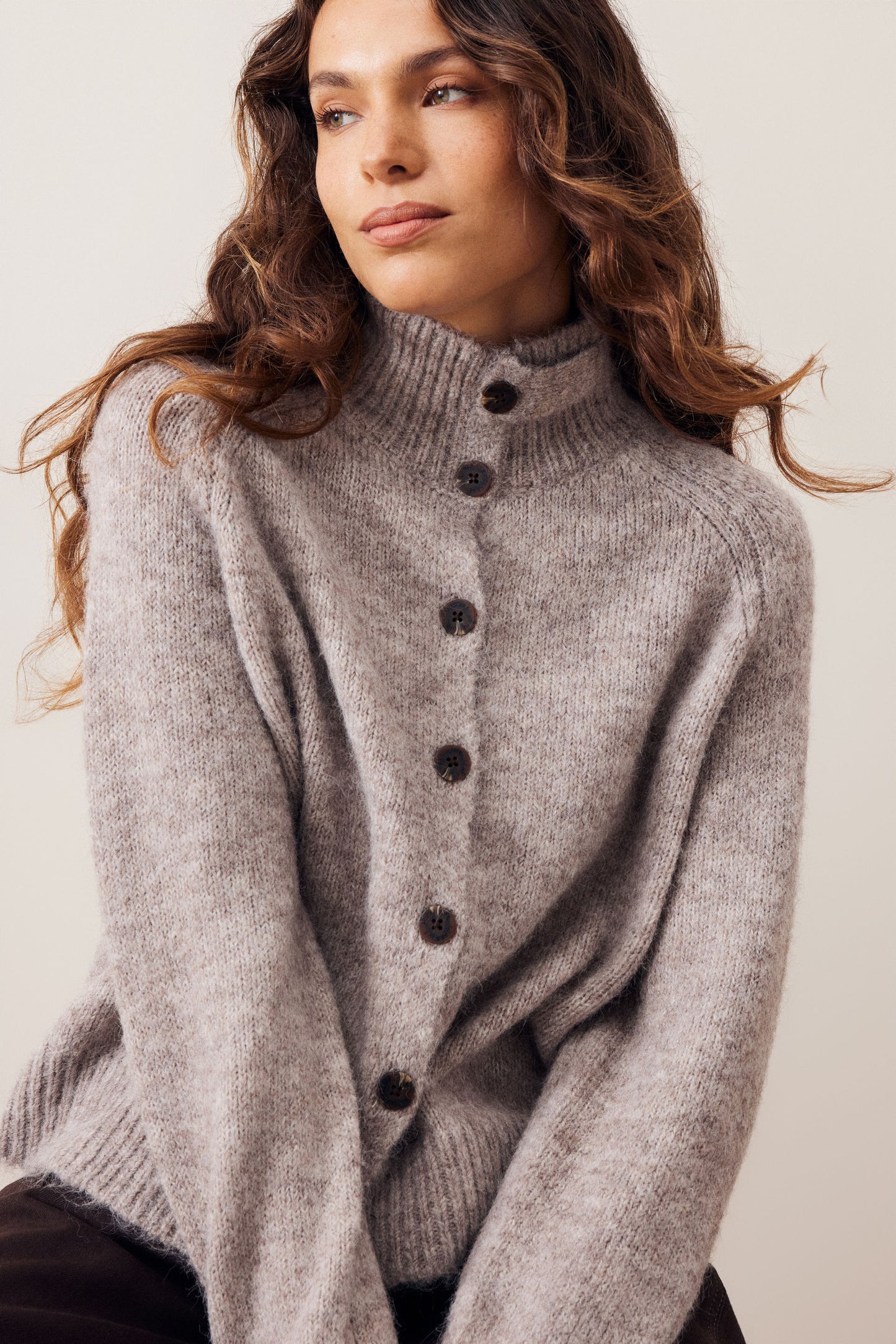 Riley Funnel Neck Tab Cardi