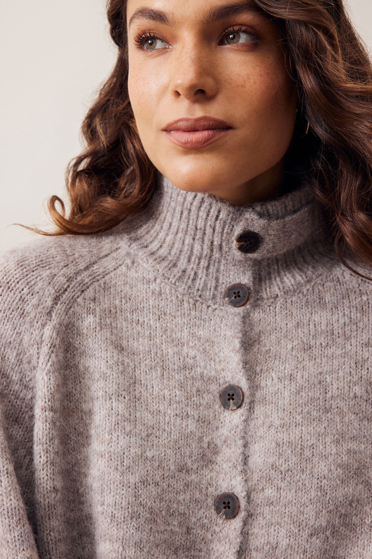 Riley Funnel Neck Tab Cardi