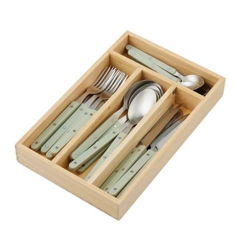 Remy Cutlery Set 24pc - Ivory and Seafoam