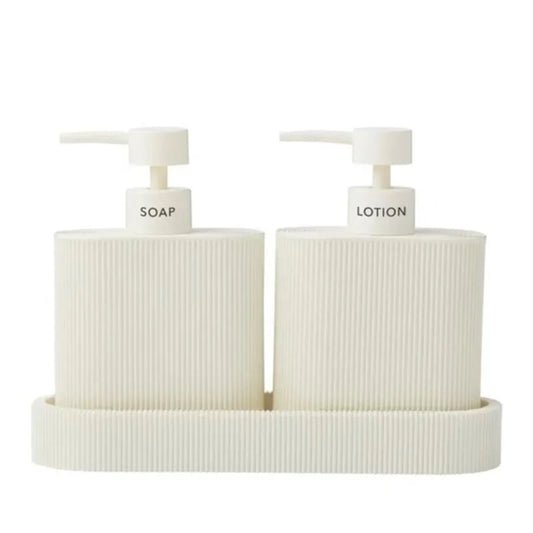 Sid Dispenser with Tray 24x19cm Ivory Set of 2
