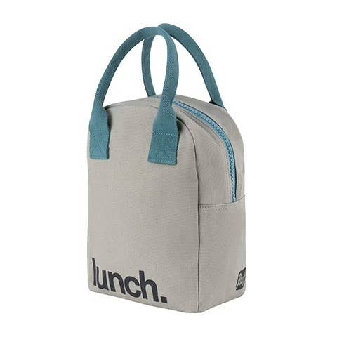 Zipper Lunch Bag - 'Lunch' Grey / Midnight