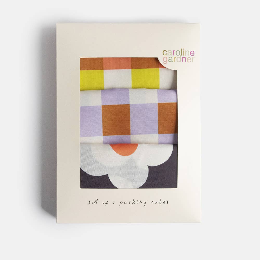 Multi Flower/Check Set Of 3 Packing Cubes