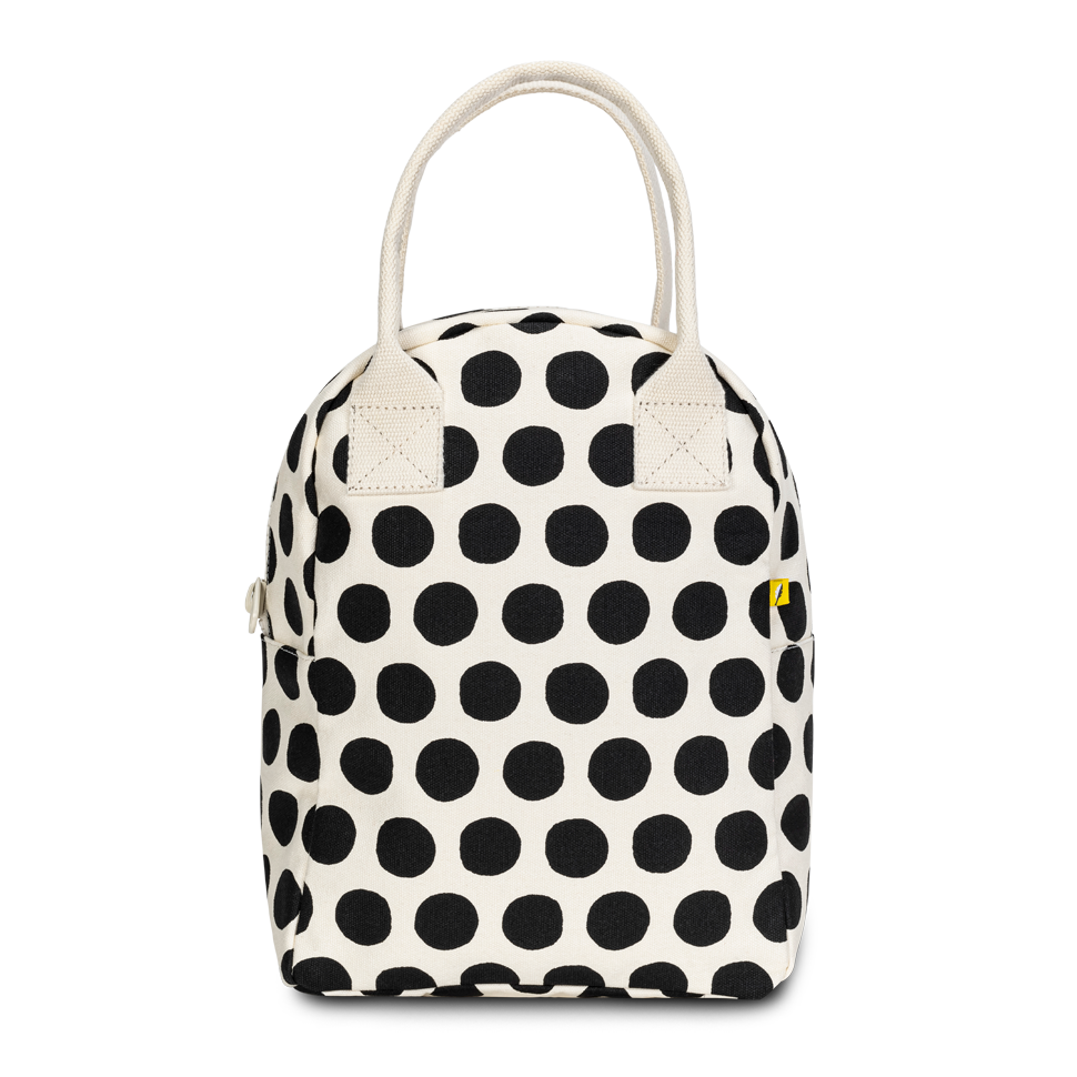 Zipper Lunch Bag - Dot Black + White