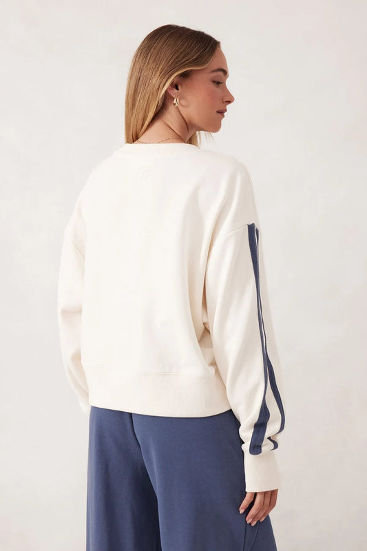 SPORTY SLOUCHY CREW/WINTER WHITE SIDE STRIPE - Ceres Life