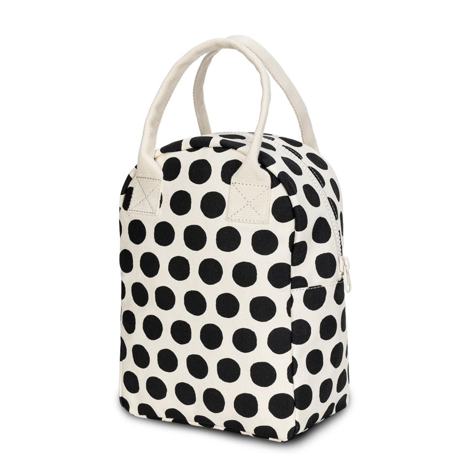 Zipper Lunch Bag - Dot Black + White