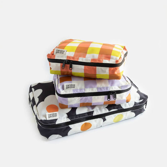 Multi Flower/Check Set Of 3 Packing Cubes