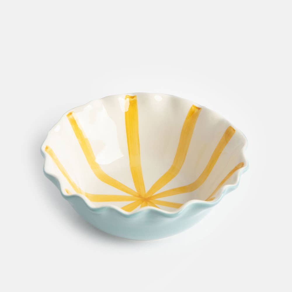 Mustard Inside Stripe Frilly Bowl