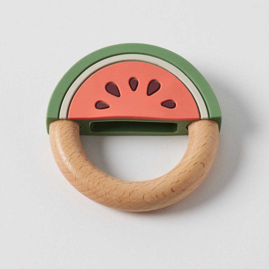Watermelon Slice Teether - Silicone & Wood