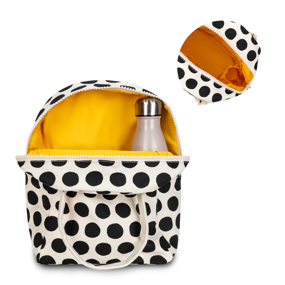 Zipper Lunch Bag - Dot Black + White