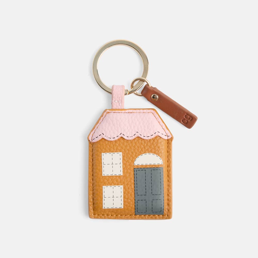 Tan/Pink House Novelty Keyring