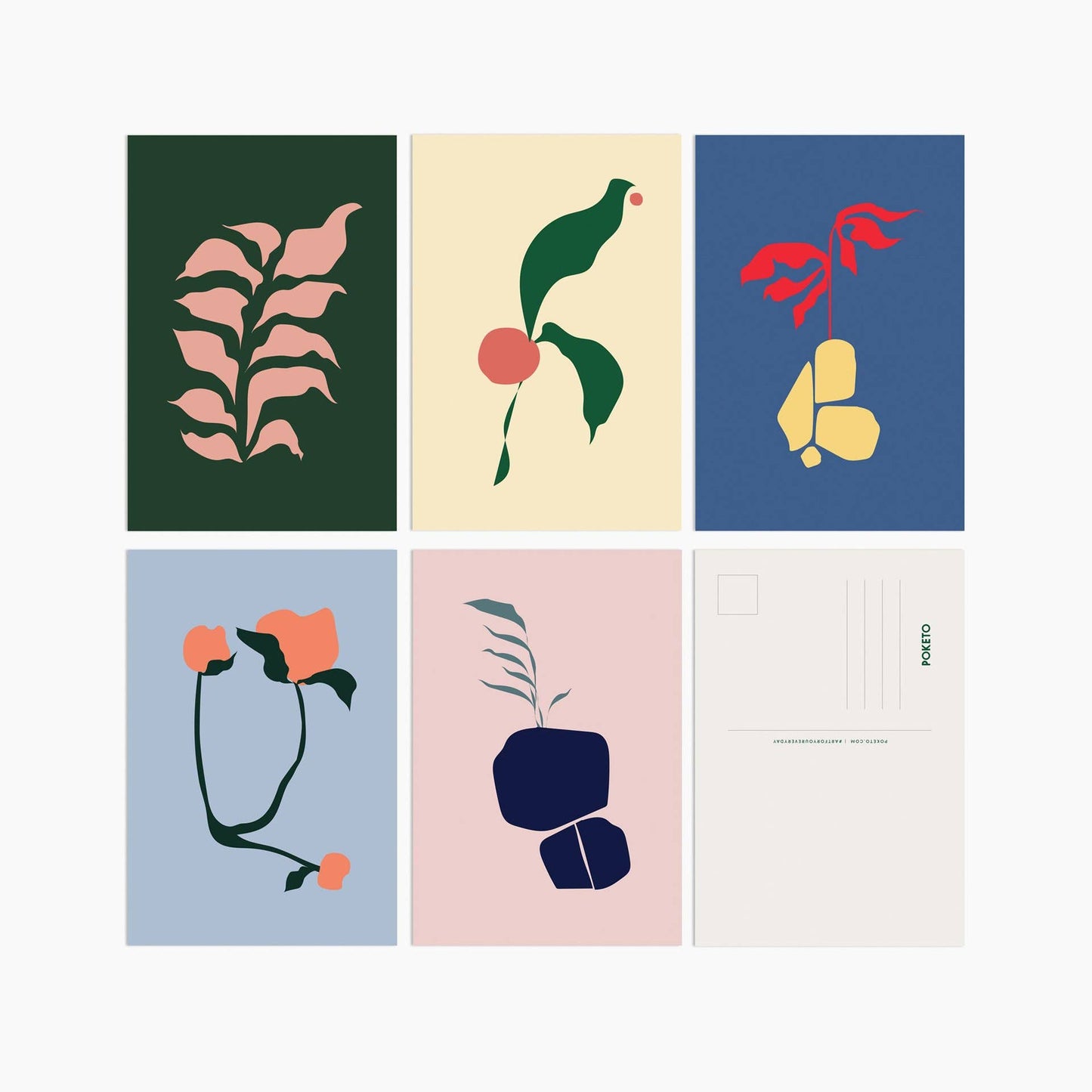 Abstract Flora Postcards