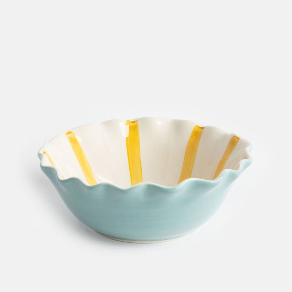 Mustard Inside Stripe Frilly Bowl