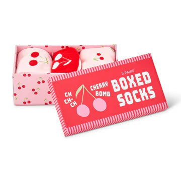Boxed Sock Boxed Socks - Cherry Bomb - 3pc – Voguish Gifts + Homewares
