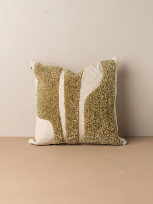 Abstract Square Cushion - Olive