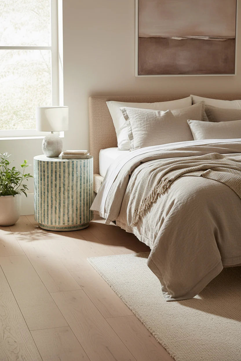 Bari Inlay Stool Sky Blue