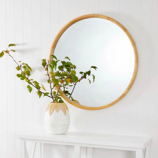 Inga Oak Round Mirror