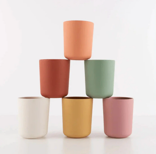 Earthy Reusable Bamboo Cups (Pack of 6 in 6 colors)