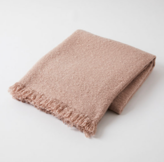 Morgan Boucle Throw - Dusty Pink